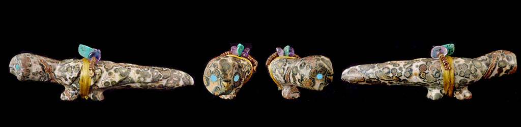 Leopard Jasper Bird, Horned Owl by Chris Sandoval - Zuni Fetish Sunshine Studio