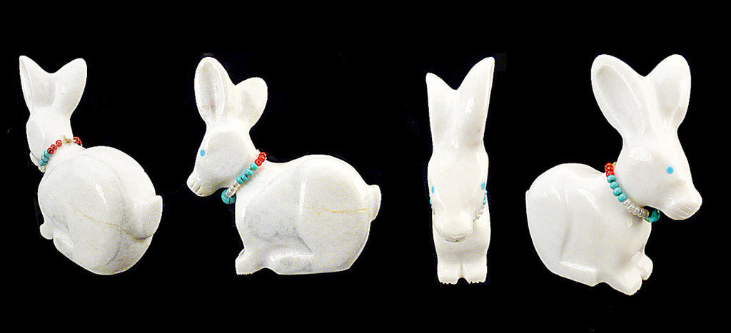White Marble Rabbit by Andres Lementino - Zuni Fetish Sunshine Studio