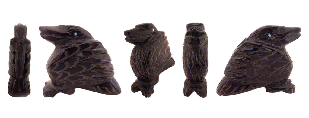 Black Marble Bird, Raven by Tony Mackel - Zuni Fetish Sunshine Studio