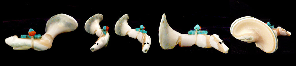 Green Snail Shell Fox by Bernard Homer Jr, Deceased - Zuni Fetish Sunshine Studio