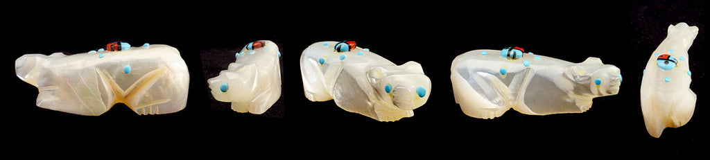 Gold-Lip Mother-of-Pearl Bear by Danette Laate - Zuni Fetish Sunshine Studio