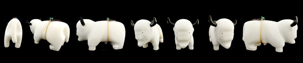 Alabaster Buffalo by Brion Hattie - Zuni Fetish Sunshine Studio