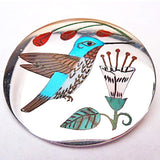 Sterling Silver / Multistone & Shell Bird, Broadtail Hummingbird Pendant by Rudell Laconsello, Deceased And Nancy Laconsello