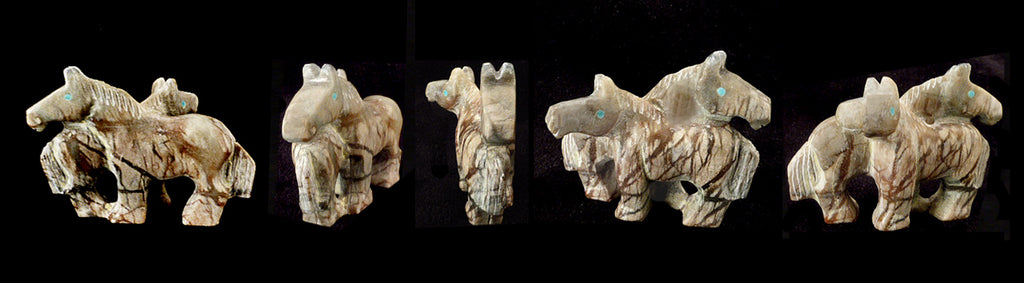 Picasso Marble Horse, Double by Carol Martinez - Zuni Fetish Sunshine Studio