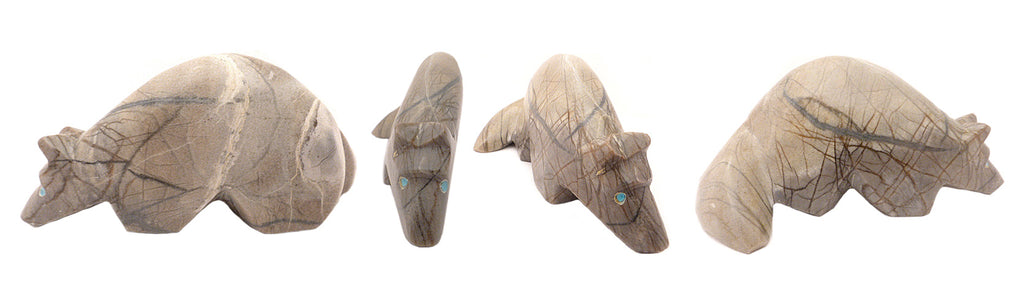 Picasso Marble Wolf by Lloyd Lasiloo - Zuni Fetish Sunshine Studio