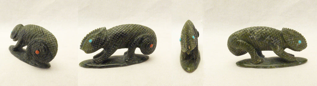 Serpentine Lizard, Chameleon by Fabian Cheama, Deceased - Zuni Fetish Sunshine Studio