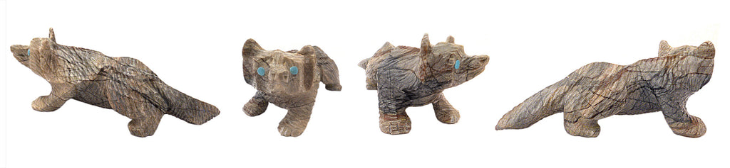 Picasso Marble Wolf by Alvin Haloo - Zuni Fetish Sunshine Studio