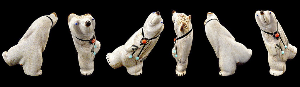 Antler Bolo Bear by Troy Sice - Zuni Fetish Sunshine Studio