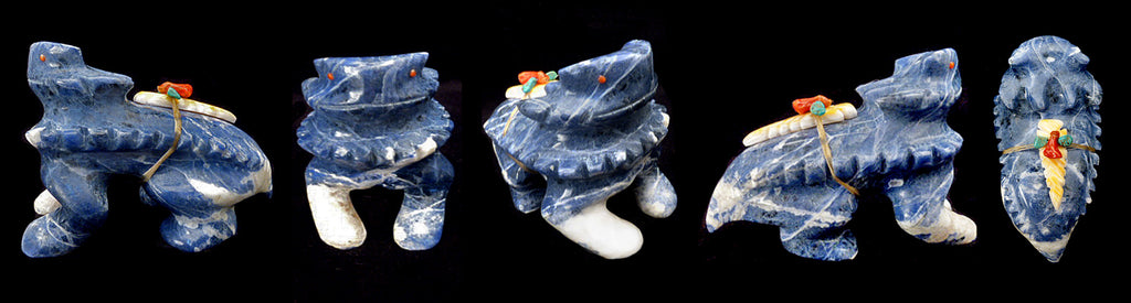 Sodalite Horned Toad by Loren Tsalabutie - Zuni Fetish Sunshine Studio