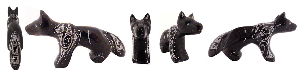 Black Marble Wolf by Garrick Acque - Zuni Fetish Sunshine Studio