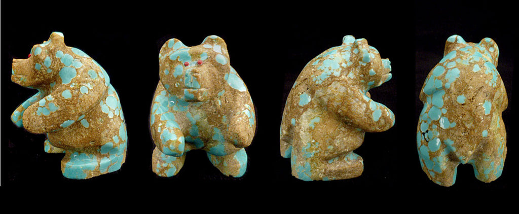 Number Eight Mine Turquoise Bear by Brion Hattie - Zuni Fetish Sunshine Studio