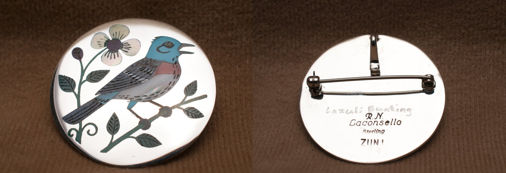 Multi-Stone Inlay Lazuli Bunting Pendant by Rudell Laconsello, Deceased And Nancy Laconsello - Zuni Fetish Sunshine Studio