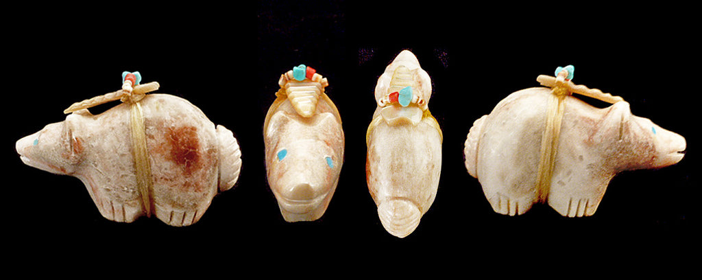 Alabaster Medicine Bear by Peter Gasper, Jr. - Zuni Fetish Sunshine Studio