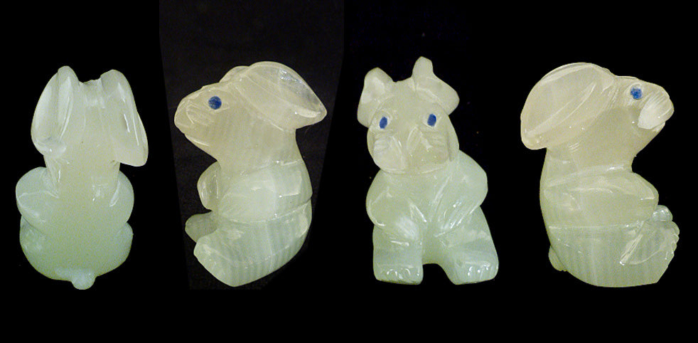 Afghanistan Travertine Rabbit by Hiram Peynetsa - Zuni Fetish Sunshine Studio