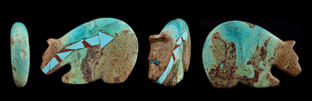 Sonoran Turquoise Medicine Bear by Donovan Laiwakete - Zuni Fetish Sunshine Studio