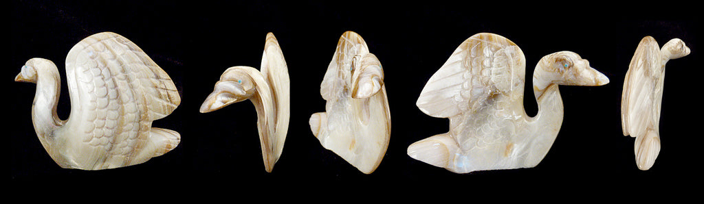 Mother-of-Pearl Bird, Swan by Loren Tsalabutie - Zuni Fetish Sunshine Studio