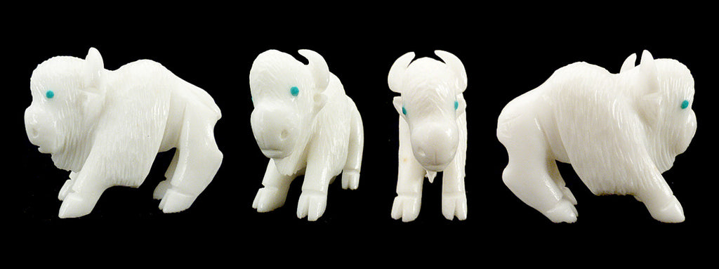 White Marble Buffalo by Jonas Hustito - Zuni Fetish Sunshine Studio