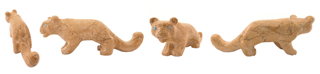 Zuni Rock (travertine) Mountain Lion by Cody Nastacio - Zuni Fetish Sunshine Studio