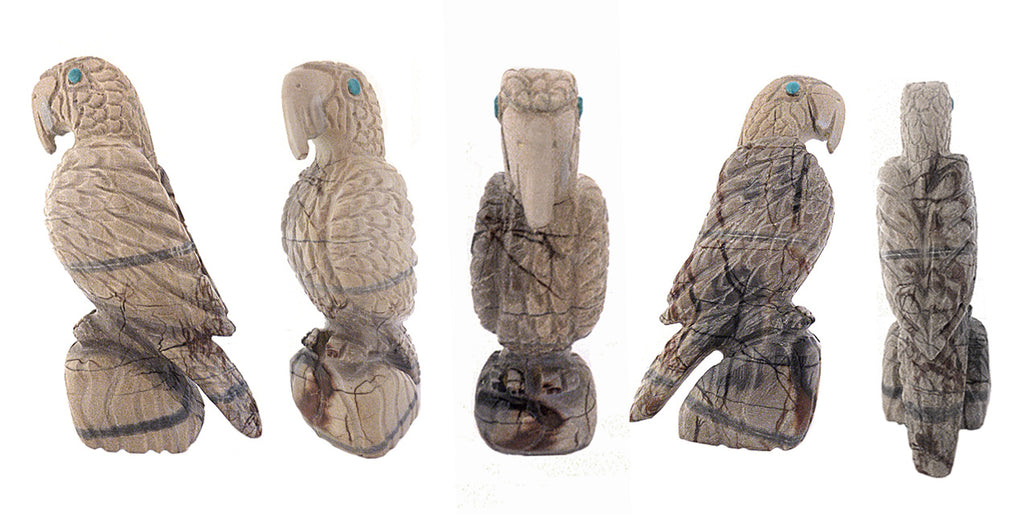 Picasso Marble Bird, Parrot by Tony Mackel - Zuni Fetish Sunshine Studio