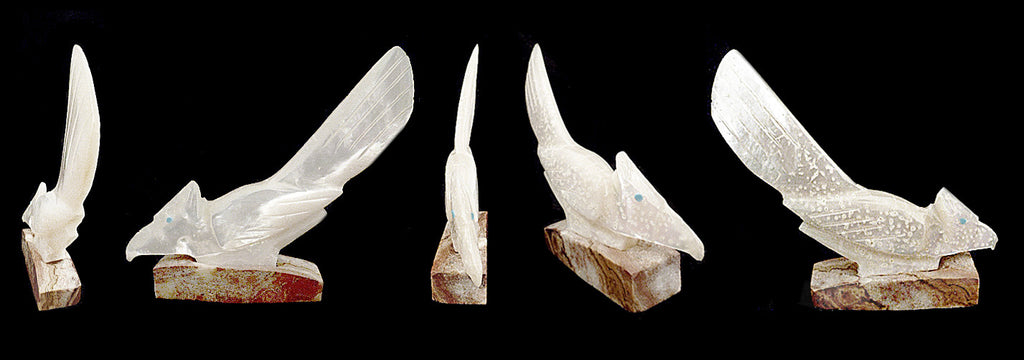 Mother-of-Pearl Bird, Cardinal by Alvin Calavaza - Zuni Fetish Sunshine Studio