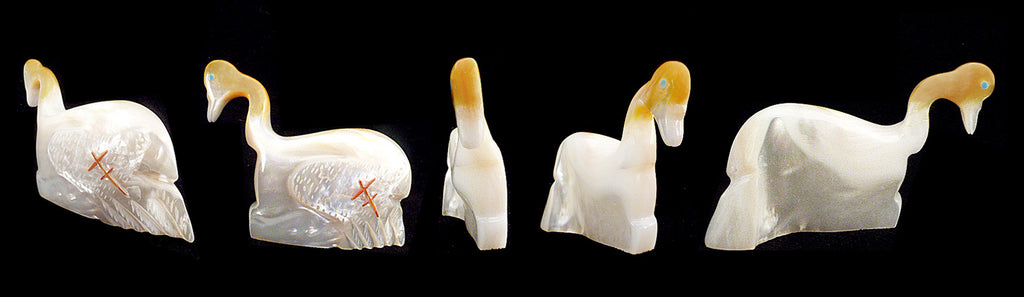 Gold-Lip Mother-of-Pearl Bird, Swan by Andres Lementino - Zuni Fetish Sunshine Studio