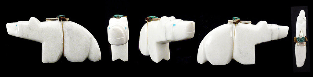 White Marble Wolf by Michael Mahooty - Zuni Fetish Sunshine Studio