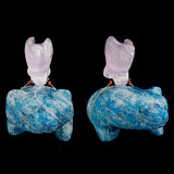 Apatite And Amethyst  Badger With Eagle by Loren Tsalabutie