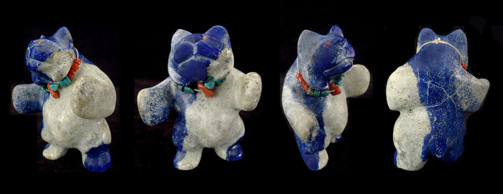 Lapis Lazuli Bobcat by Loren Tsalabutie - Zuni Fetish Sunshine Studio