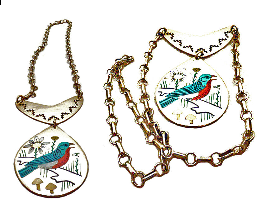 Sterling Silver, Turquoise, Coral and Clam Shell Eastern Bluebird by Rudell Laconsello , Deceased And Nancy Laconsello - Zuni Fetish Sunshine Studio