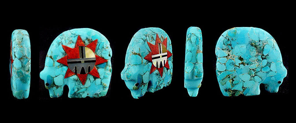 Turquoise Medicine Bear by Andres Lementino - Zuni Fetish Sunshine Studio