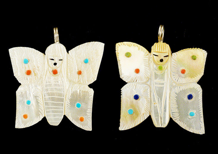 Gold-Lip Mother-of-Pearl Butterfly Maiden Pendant by Sandra Quandelacy - Zuni Fetish Sunshine Studio