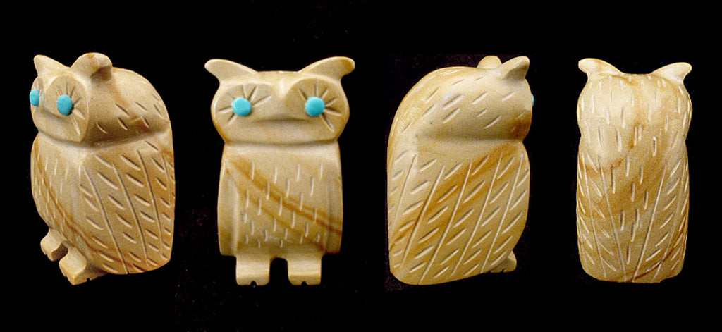 Picture Jasper Bird, Horned Owl by Verla Lasiloo Jim, Deceased - Zuni Fetish Sunshine Studio