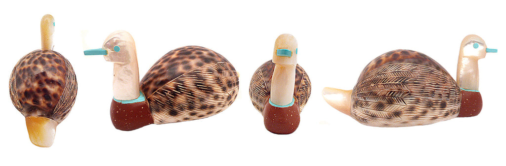 Cowrie Shell, Pipestone, Mother-Of-Pearl and Turquoise Duck by Darrin Boone