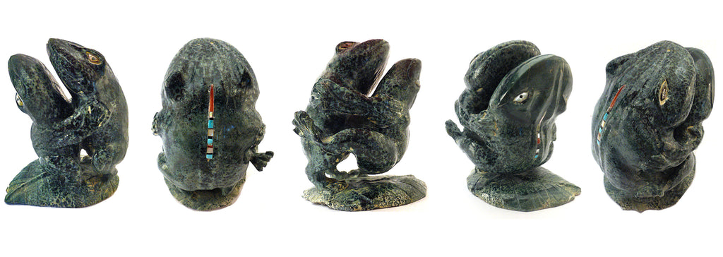 Argellite (Spotted Serpentine) Frogs by Jeff Shetima - Zuni Fetish Sunshine Studio