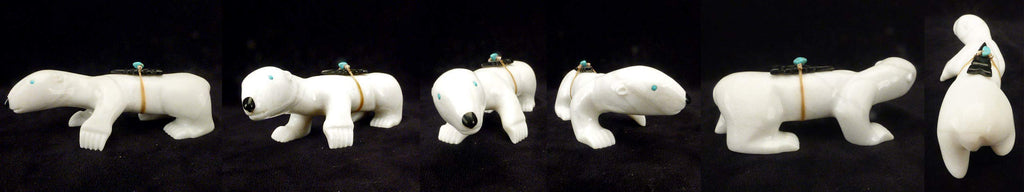 Marble Medicine Polar Bear by Albert Eustace  - Zuni Fetish - Zuni Fetish Sunshine Studio