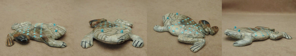 Picasso Marble Frog by Bryan Lastyone  - Zuni Fetish - Zuni Fetish Sunshine Studio