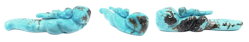 Turquoise Otter With Pup by Justin Red Elk - Zuni Fetish Sunshine Studio