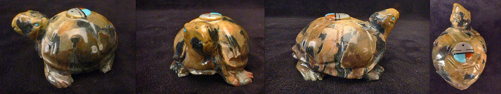 Leopard Marble Sea Turtle by Jeff Shetima  - Zuni Fetish - Zuni Fetish Sunshine Studio