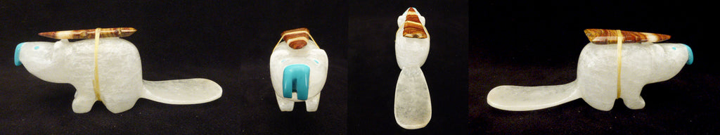 Ice Alabaster  Beaver by Gabriel Quam  - Zuni Fetish - Zuni Fetish Sunshine Studio