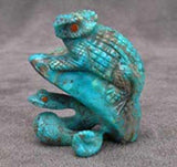 Turquoise Horned Toad/Snake by Fabian Cheama - Zuni Fetish