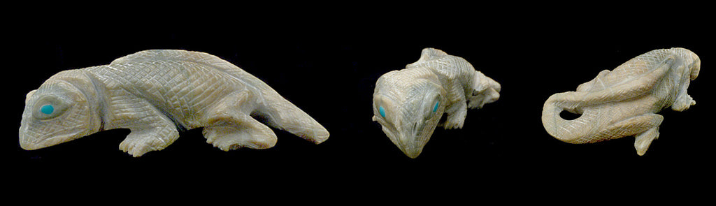 Picasso Marble Lizard, Komodo Dragon by Hudson Sandy - Zuni Fetish Sunshine Studio