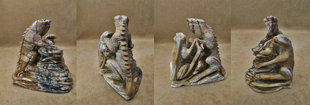 Picasso Marble Lizards by Calvin Weeka, Jr.  - Zuni Fetish - Zuni Fetish Sunshine Studio