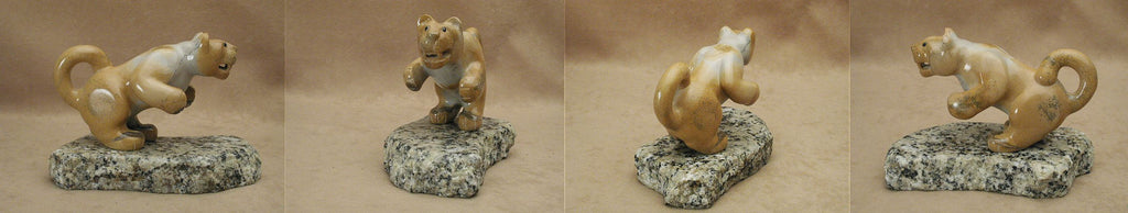 Zuni Rock (travertine) Mountain Lion by Orin Eriacho  - Zuni Fetish - Zuni Fetish Sunshine Studio