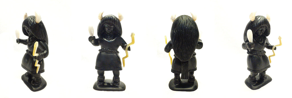 Jet / Gold-lip Buffalo Dancer by Ron Laahty, Deceased - Zuni Fetish Sunshine Studio