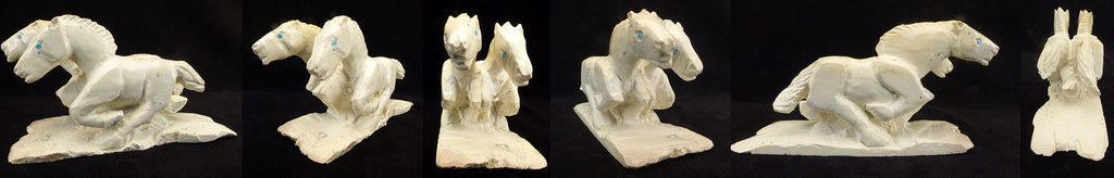 Serpentine Horse, Double by Herbert Him Jr.  - Zuni Fetish - Zuni Fetish Sunshine Studio