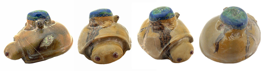 Zuni Rock (travertine) Turtle With Hatchling by Gayla Eriacho  - Zuni Fetish - Zuni Fetish Sunshine Studio