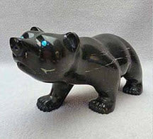 Ute Black Marble Bear by Melvin Eriacho - Zuni Fetish – Sunshine Studio