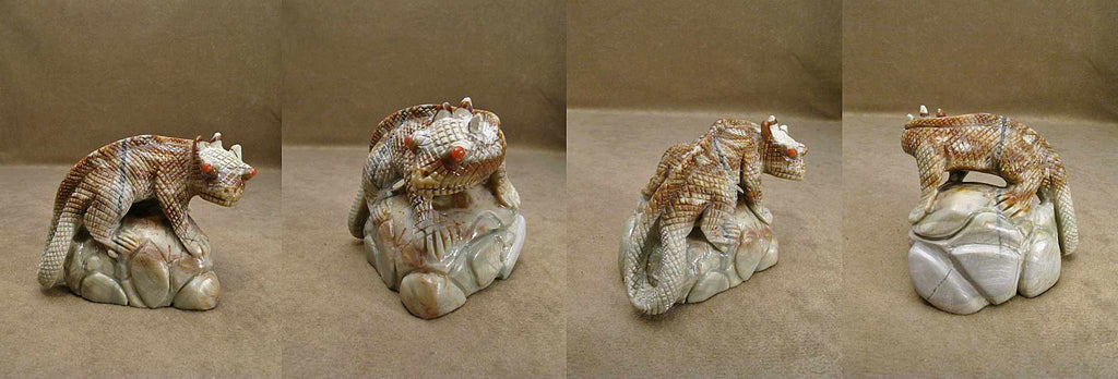 Picasso Marble Horned Lizard by Lance Cheama  - Zuni Fetish - Zuni Fetish Sunshine Studio