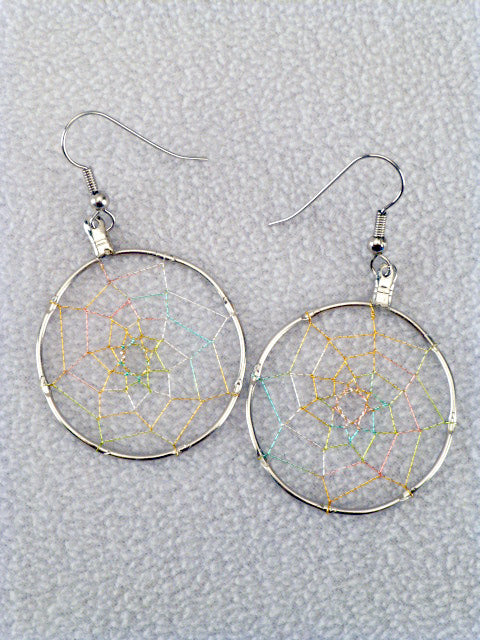 Sterling Silver Dream Catcher Earrings by Mathew Sandoval  - San Felipe Jewelry - Zuni Fetish Sunshine Studio