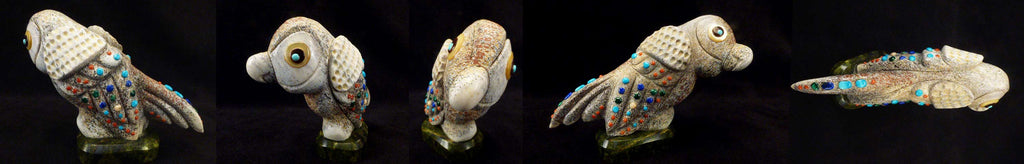Antler Bird, Parrot by Raymond Tsalate  - Zuni Fetish - Zuni Fetish Sunshine Studio
